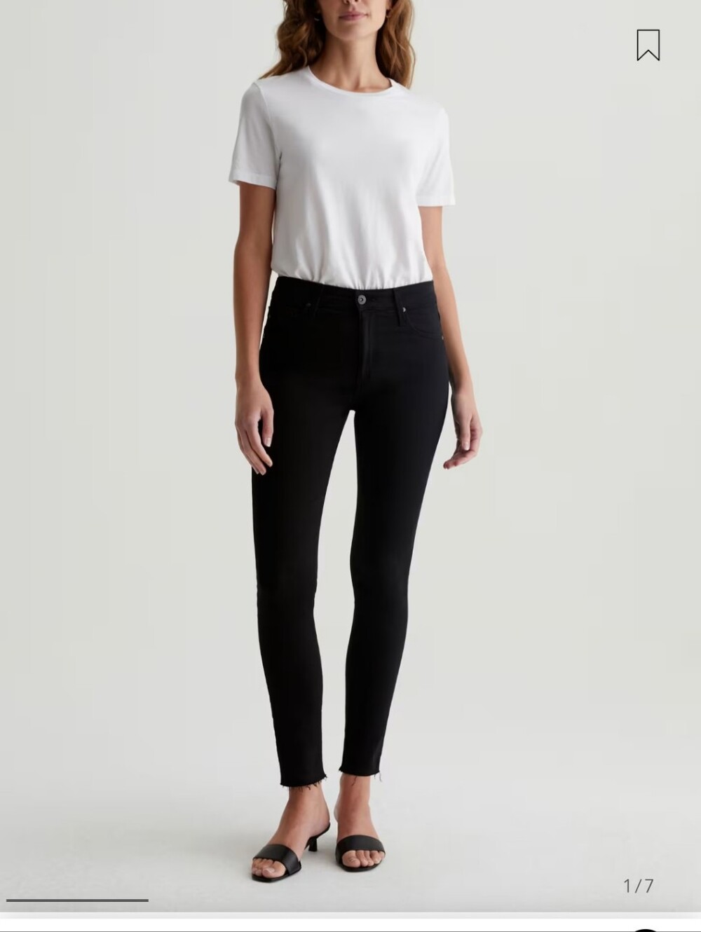 AG Women's Jeans The Farrah Skinny Ankle Black ink Size 27 Regular Raw Hem
